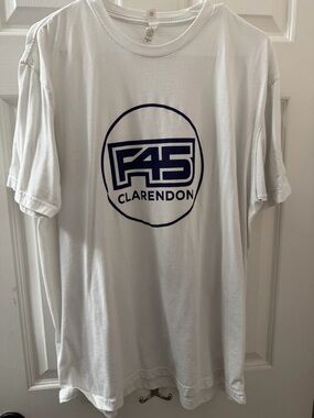 Next Level Apparel White Tee with Navy F45 Clarendon Logo